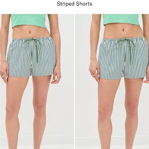 Green Striped Women's Shorts